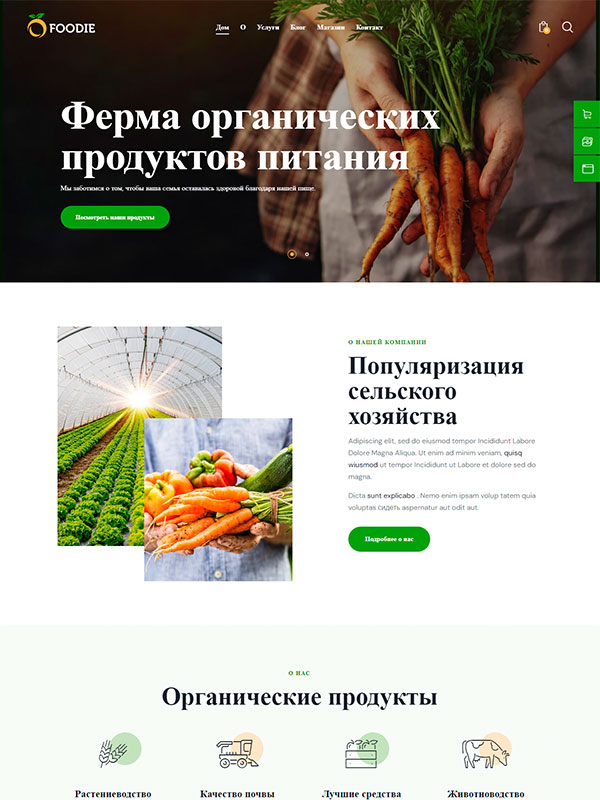 Сайт Эко-фермы и производства натуральных продуктов