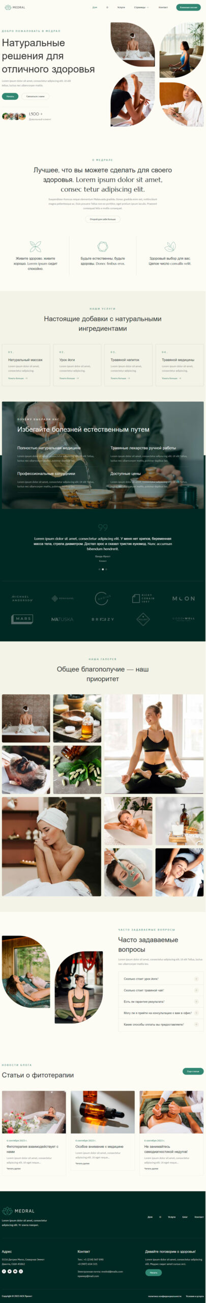 Готовый шаблон сайта центра альтернативной медицины