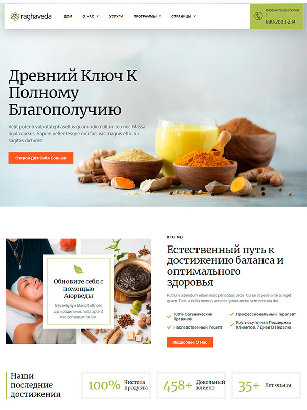 Сайт центра Аюрведы, центра альтернативной медицины