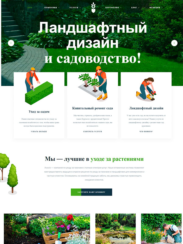 Сайт по ландшафтному дизайну и садоводству